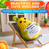 Handmade Crochet Avocado with Affirmation Card