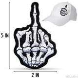Skeleton Middle Finger Iron-On Patch, 5 x 2 Inch