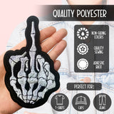 Skeleton Middle Finger Iron-On Patch, 5 x 2 Inch