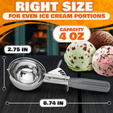 4 Oz Trigger Ice Cream Scoop, #8 Stainless Steel