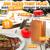 32 Oz Seasoning Shakers with Red Dual Flip Lids, Set of 2