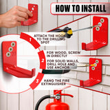 Fire Extinguisher Wall Brackets, 20 Lb Steel, Red, 4 Pack
