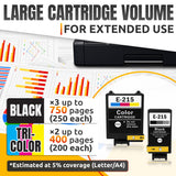 215 Replacement Ink Cartridges, 5 Pack: 3 Black, 2 Tri-Color