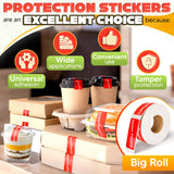 250 Red Tamper Proof Seal Stickers, 1 x 3 In Roll