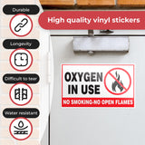 Oxygen in Use No Smoking Vinyl Decals, 3 x 5 In, 2 Pack