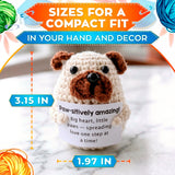 Handmade Crochet Dog with Affirmation Card