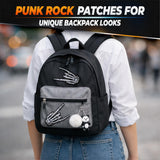 Embroidered Punk Skull Iron-On Patch, 2.67 x 4.72 In