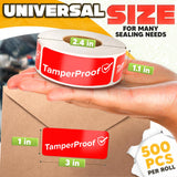 500 Red Tamper Evident Seal Stickers, 1 x 3 In, 2 Rolls