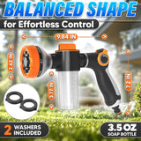 Car Wash Hose Nozzle with 3.5 oz Soap Dispenser, Orange