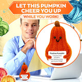 Crochet Pumpkin Doll with Affirmation Card, Orange
