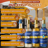 Coffee Syrup Pumps for 750 Ml Bottles, Gold, 6 Pack