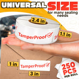 Tamper Proof Stickers, 1 x 3 Inch, White, 250 Pack