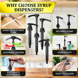 Lockable Syrup Pumps 4 Pack, 12.7 Inch for 750 ml Bottles