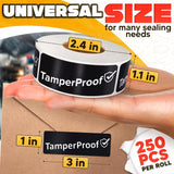 Tamper Proof Stickers 250 Pack, 1 x 3 Inch Black