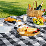 Black and White Buffalo Check Tablecloth, 35 Inch Square