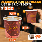3 Oz Brown Paper Espresso Cups, 200 Pack