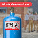 Oxygen in Use No Smoking Vinyl Decals, 3 x 5 In, 2 Pack