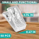 50 Mini Clear Plastic Spring Clips, 0.94 x 0.47 In