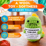 Handmade Crochet Dinosaur with Affirmation Card