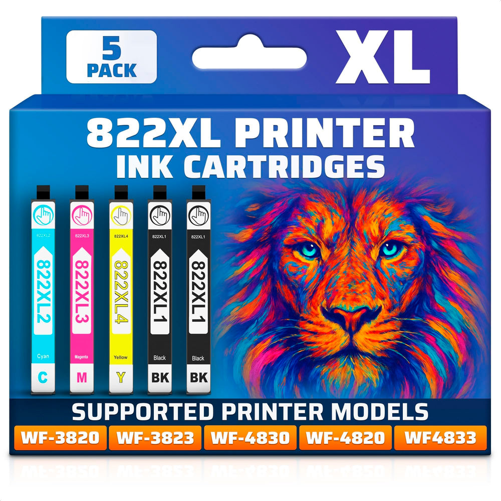 822XL Ink Cartridges, High Capacity, 5 Pack