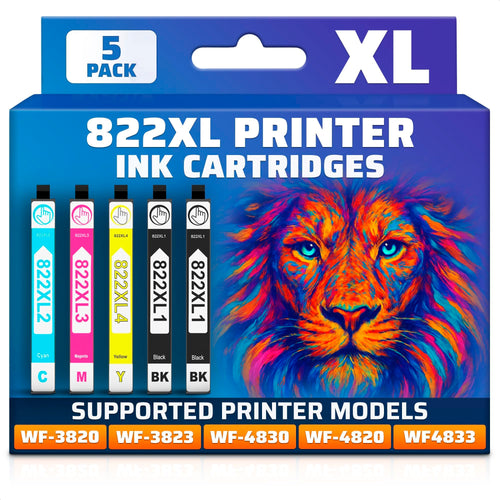 822XL Ink Cartridges, High Capacity, 5 Pack