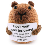 Handmade Crochet Capybara with Affirmation Card