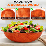 Lacquered Wood Salad Bowls, Set of 6, 8 Inch