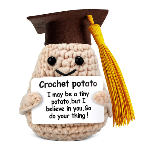 Crochet Potato Plush with Glasses, Handmade Desk Buddy