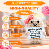 Crochet Potato Desk Figurine with Ribbon and Card, 3.14 x 2.36 In