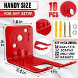 Fire Extinguisher Brackets 16 Pack, Heavy Duty Red Steel, 20 lb