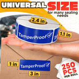 Blue Tamper-Evident Security Seals 250 Pack, 1 x 3 Inch