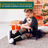 Triple-Stripe Knee High Tube Socks, Black and White, 6 Pack