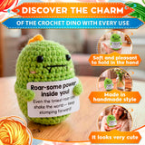 Handmade Crochet Dinosaur with Affirmation Card