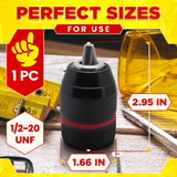 Keyless Self-Tightening Drill Chuck, 1/2-20 UNF, 2-13mm