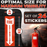 Fire Extinguisher Arrow Stickers 24 Pack, 11.8 x 4 Inch Vinyl