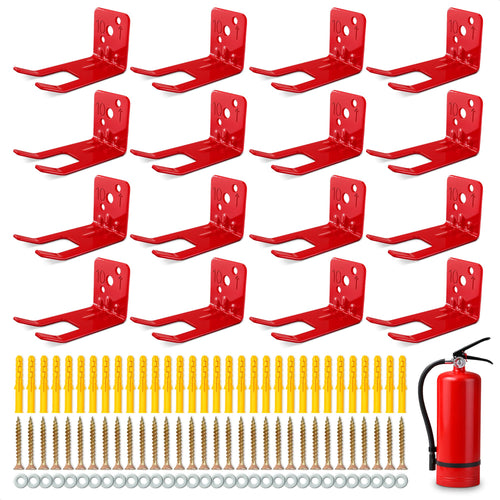 Fire Extinguisher Brackets 16 Pack, Heavy Duty Red Steel, 20 lb