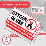 Oxygen in Use No Smoking Vinyl Decals, 3 x 5 In, 2 Pack