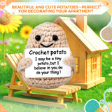 Handmade Crochet Potato Plush with Encouragement Card, 3.14 In