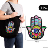 Sequin Hamsa Hand Iron-On Patch with Evil Eye, 9.5 x 7.9 Inch