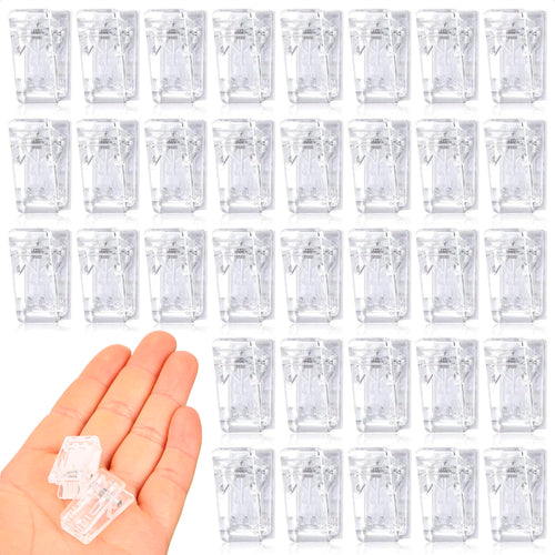 50 Mini Clear Plastic Spring Clips, 0.94 x 0.47 In