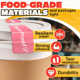 Tamper Proof Stickers, 1 x 3 Inch, Pink, 250 Pack