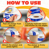 Tamper Proof Stickers, 1 x 3 Inch, Blue, 500 Pack