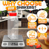 32 oz Seasoning Shakers 6 Pack, Clear Jars with Red Lids