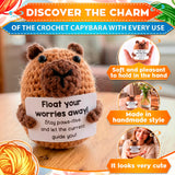 Handmade Crochet Capybara with Affirmation Card
