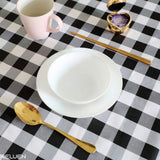 Black and White Buffalo Check Tablecloth, 35 Inch Square