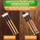 Ceiling Fan Direction Toggle Switch, 6-Pin, Prewired Leads