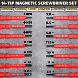 Insulated Screwdriver Set with 14 Interchangeable Tips