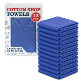 Blue Cotton Huck Shop Towels, 24 x 16.5 In, 12 Pack