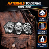 Embroidered Skull Iron-On Patch for Biker Vests and Jackets