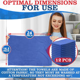 Blue Cotton Huck Shop Towels, 24 x 16.5 In, 12 Pack